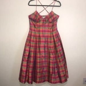 Isaac Mizrahi for Target Silk Rainbow plaid dress size 10